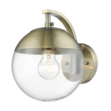  3219-1W AB-AB - Dixon Sconce in Aged Brass with Clear Glass and Aged Brass Cap